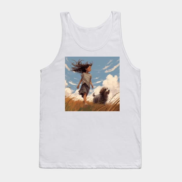 Windy Day to walk her dog Tank Top by Liana Campbell